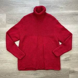 Vintage 90s Red GAP Chunky Knit Turtleneck Sweater